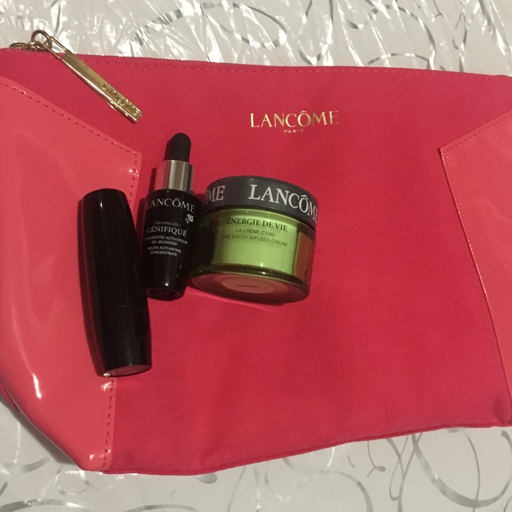 Pink Lancôme Cosmetic Bag w/Products